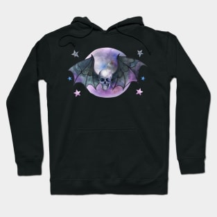 Watercolor Skull Bat Hoodie